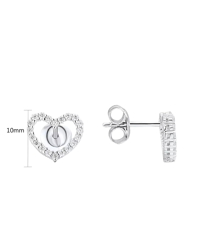 Sterling silver earrings with zircons "Heart"