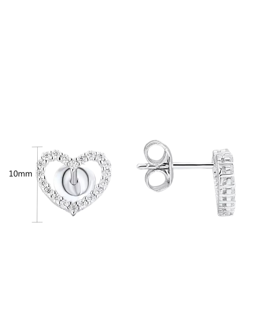 Sterling silver earrings with zircons "Heart"