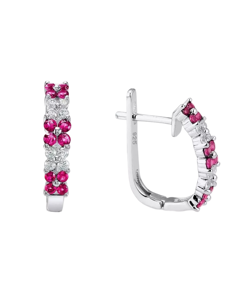 Sterling Silver earrings with nano rubies and zircons