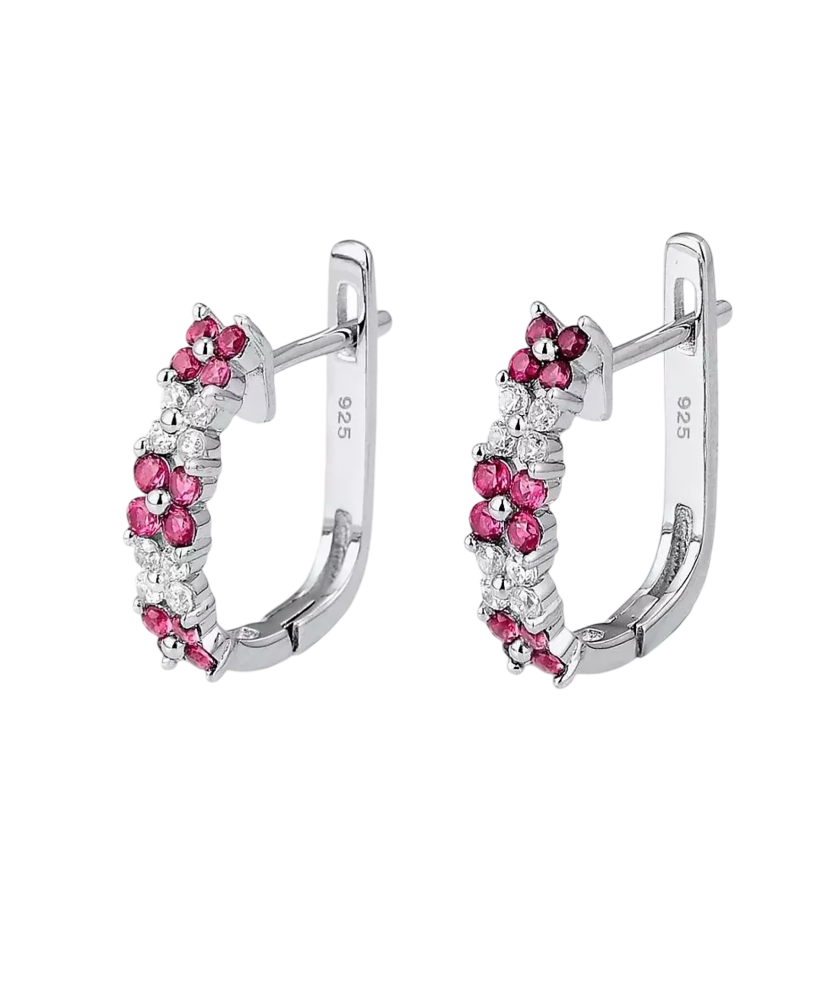 Sterling Silver earrings with nano rubies and zircons