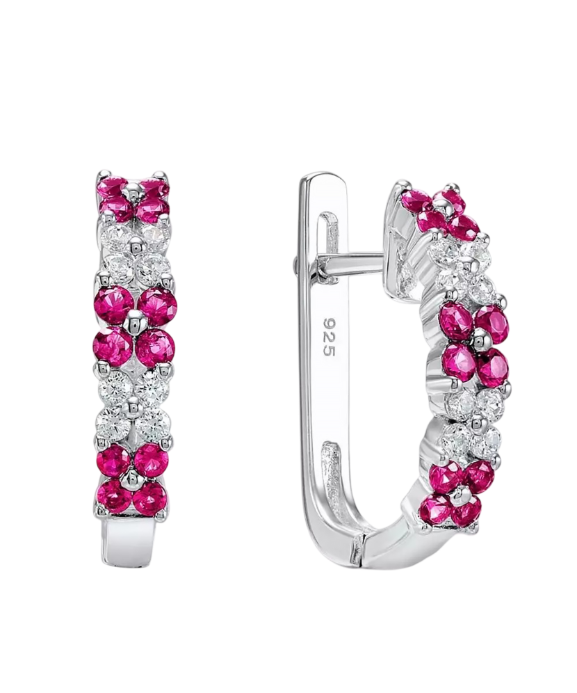 Sterling Silver earrings with nano rubies and zircons