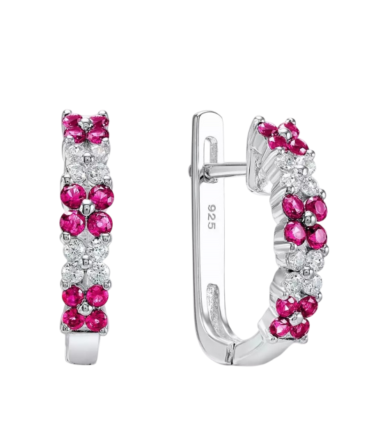 Sterling Silver earrings with nano rubies and zircons