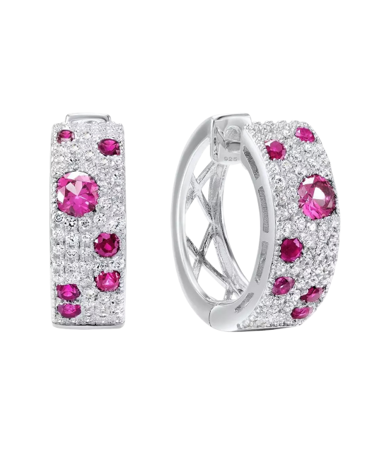 Sterling Silver earrings with nano rubies and zircons