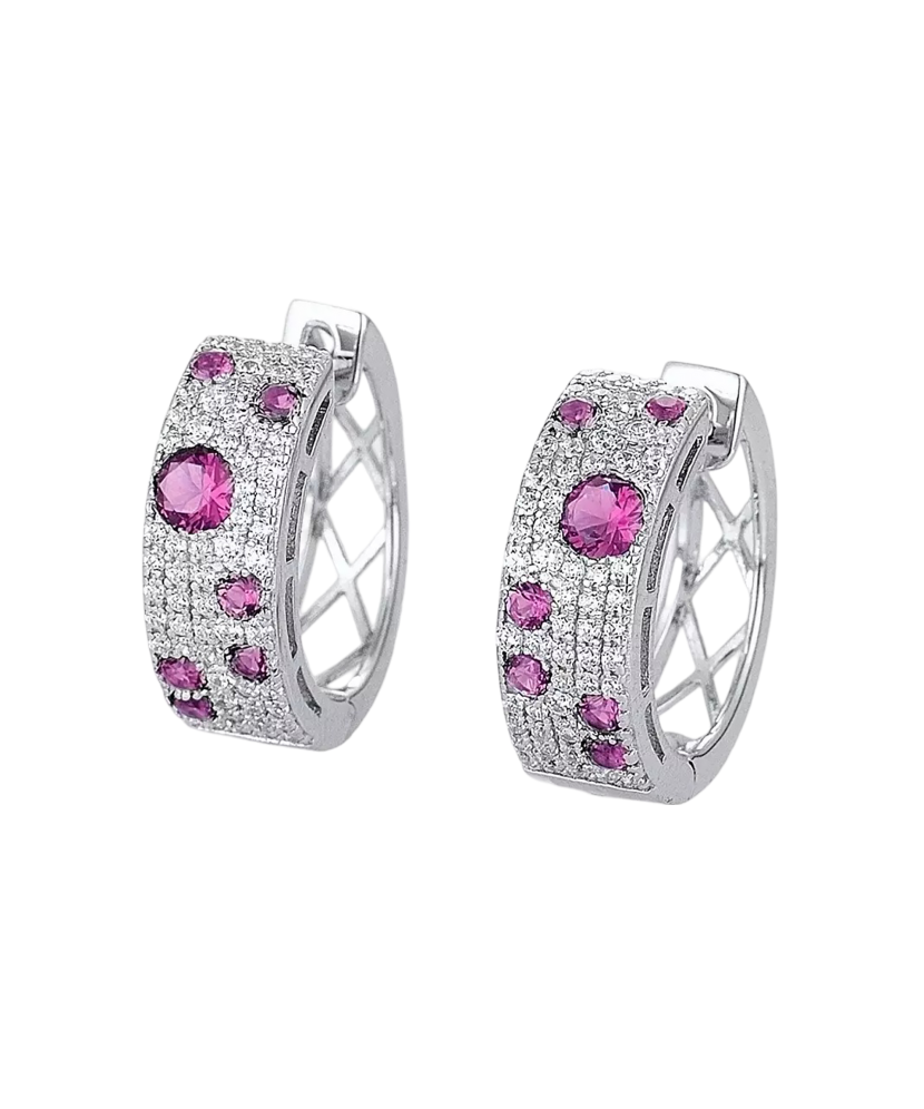 Sterling Silver earrings with nano rubies and zircons