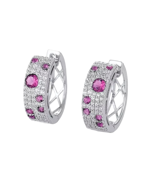 Sterling Silver earrings with nano rubies and zircons