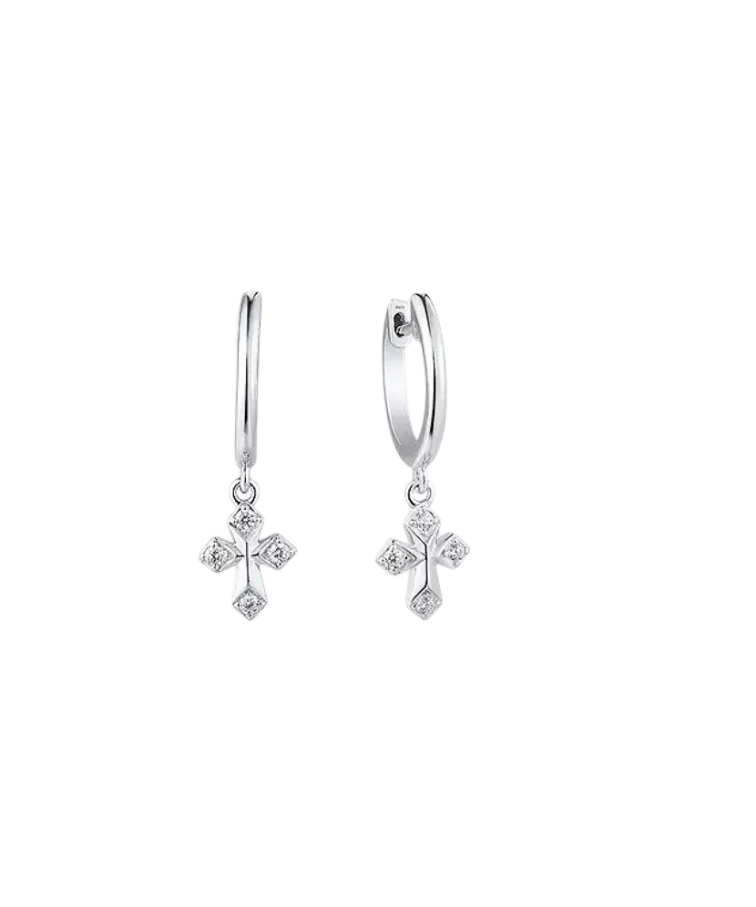 Sterling silver earrings with zircons "Crosses"