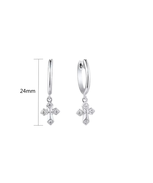 Sterling silver earrings with zircons "Crosses"