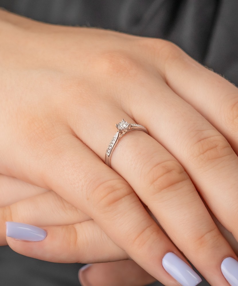 White gold ring with diamonds