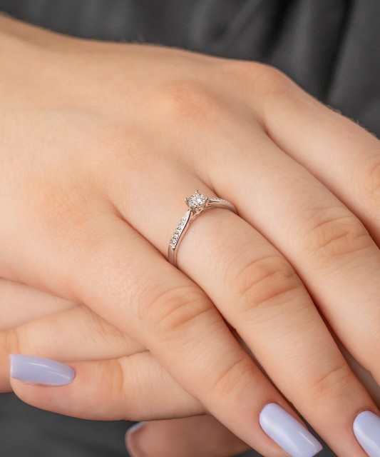 White gold ring with diamonds