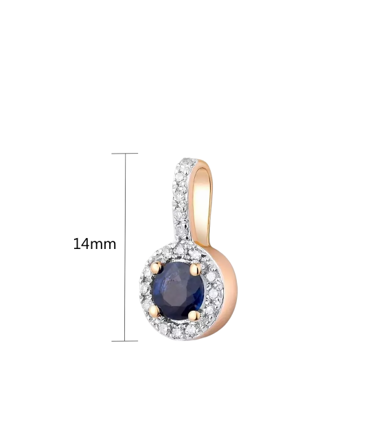 Gold pendant with sapphire and diamonds