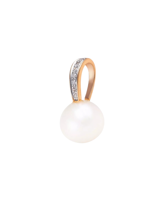 Gold pendant with diamonds and pearls