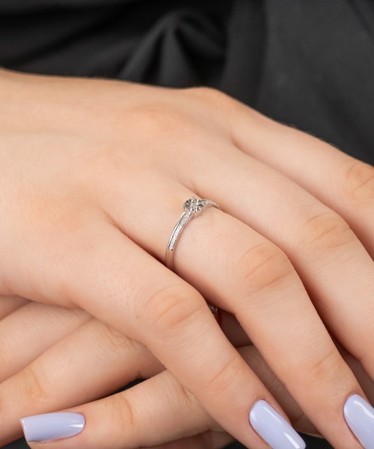 White gold ring with diamonds