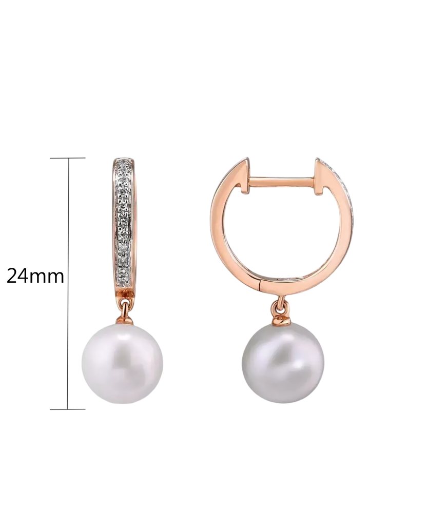 Gold earrings with diamonds and pearls