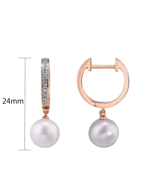 Gold earrings with diamonds and pearls