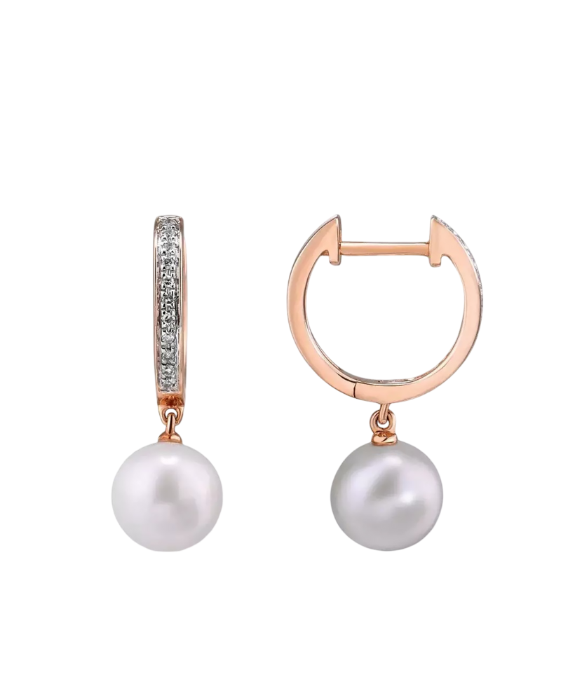 auksiniai auskarai su deimantais ir perlais  - Goldinga