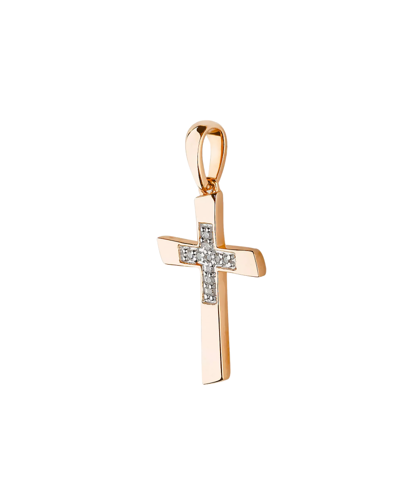 Gold pendant with diamonds "Cross"