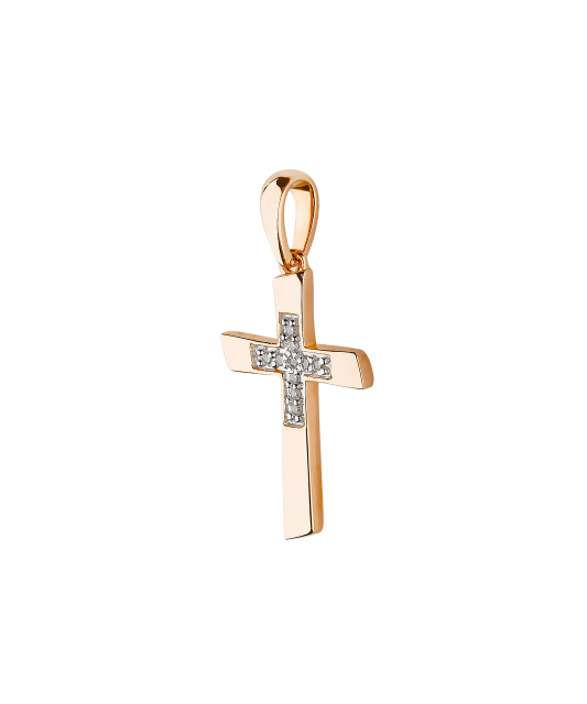 Gold pendant with diamonds "Cross"