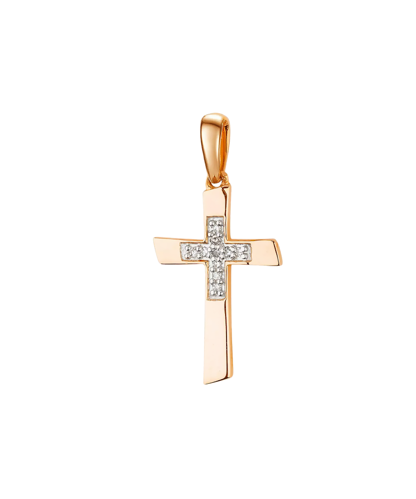 Gold pendant with diamonds "Cross"