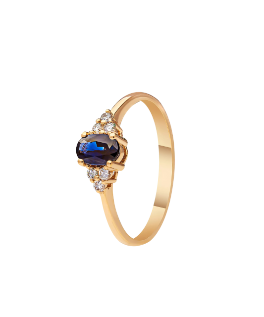 Gold ring with sapphires and diamonds