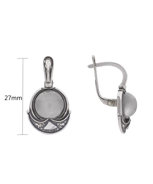 Sterling silver earrings with cats eye stone