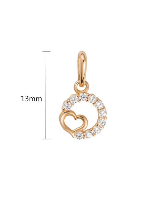 Gold pendant with zircons "heart"