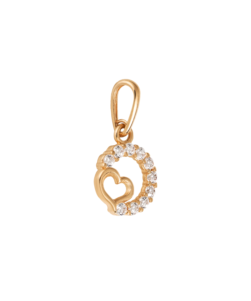 Gold pendant with zircons "heart"