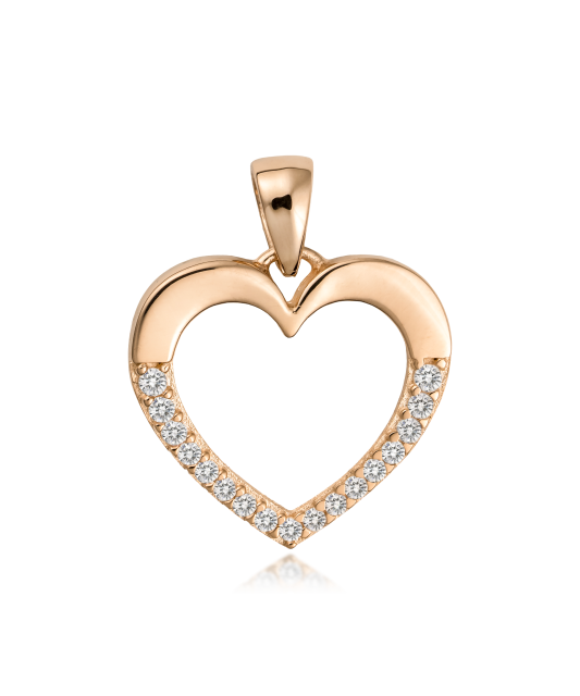Gold pendant with zircons "heart"