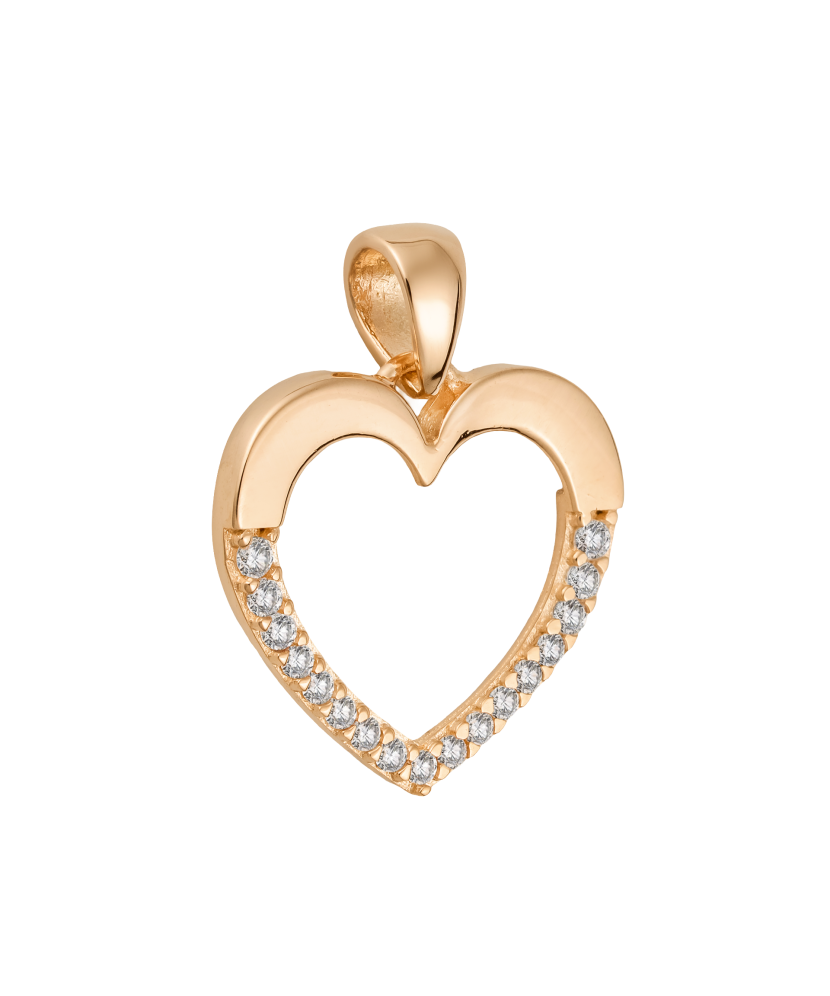 Gold pendant with zircons "heart"