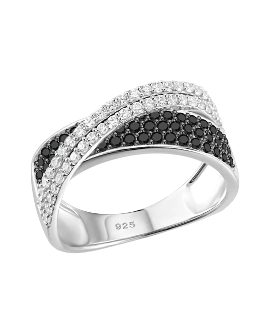 Sterling silver ring with zircons and spinels