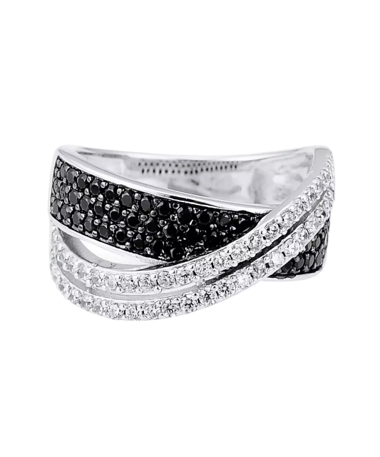 Sterling silver ring with zircons and spinels