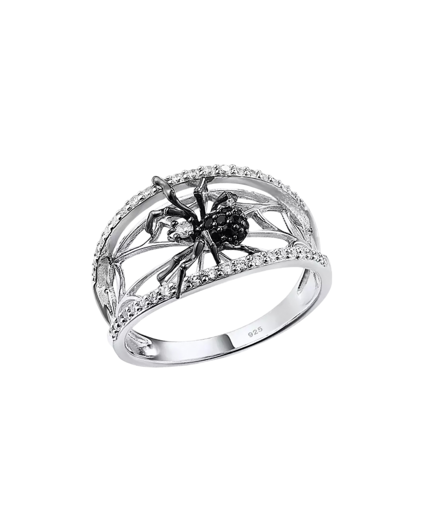 Sterling silver ring with zircons and spinels "Spider"