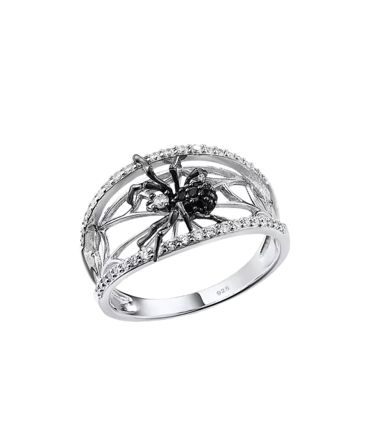 Sterling silver ring with zircons and spinels "Spider"