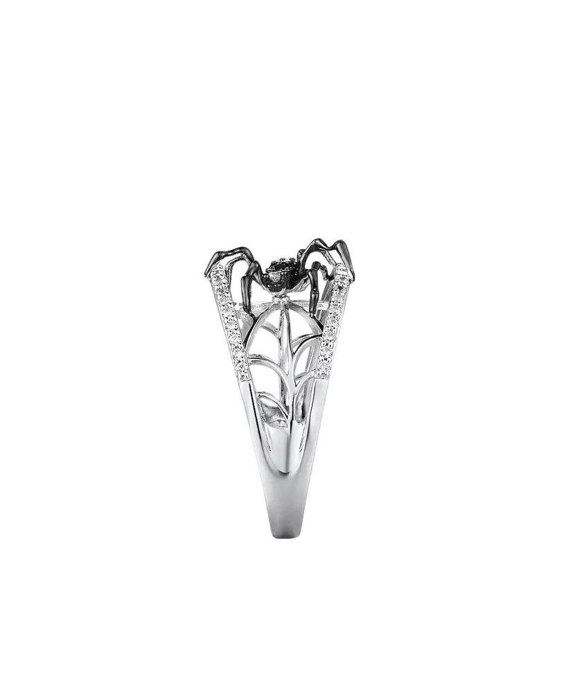 Sterling silver ring with zircons and spinels "Spider"