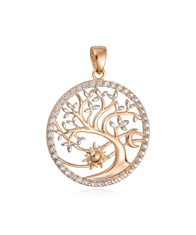 Gold pendant with zircons "Tree of life"