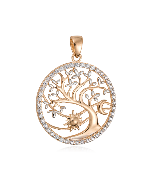 Gold pendant with zircons "Tree of life"