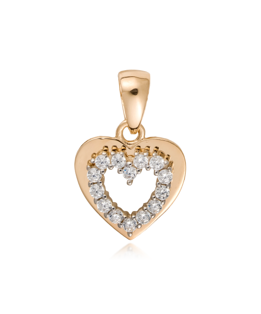 Gold pendant with zircons "heart"