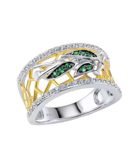 Sterling silver ring with zircons