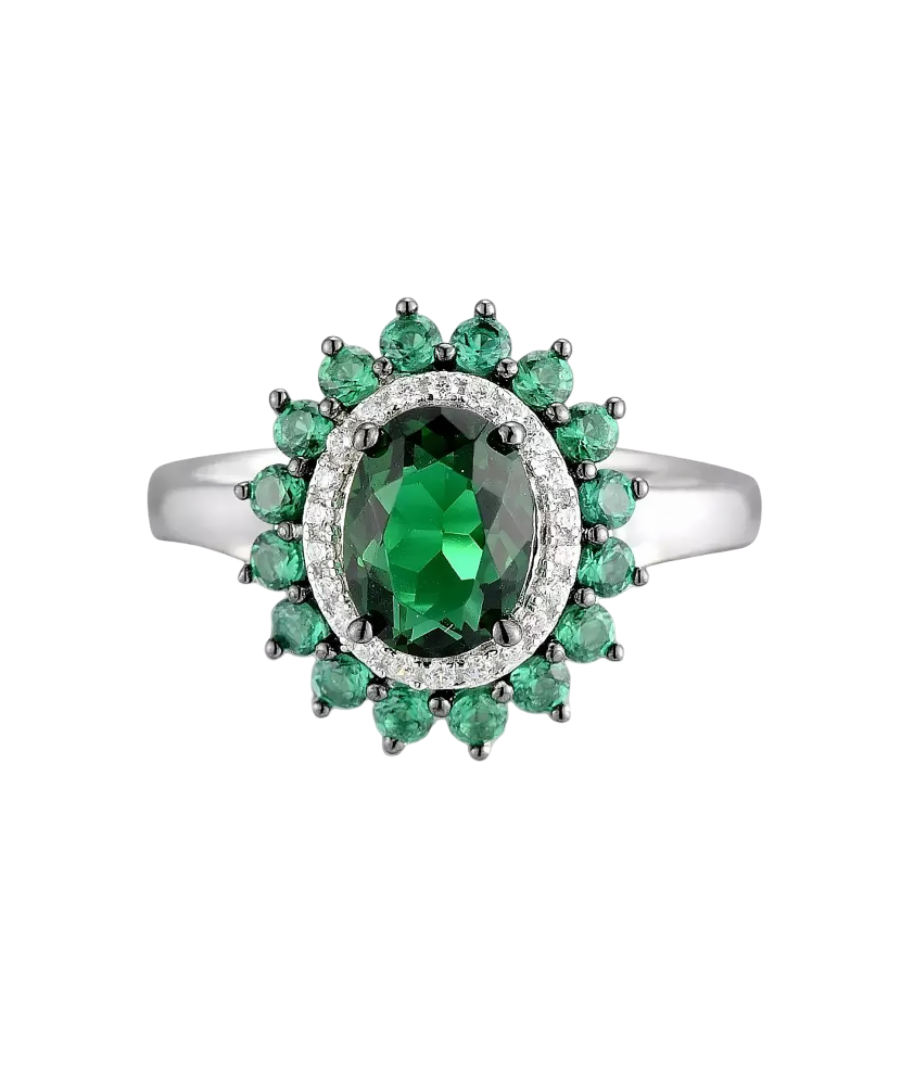 Sterling silver ring with zircons and spinels