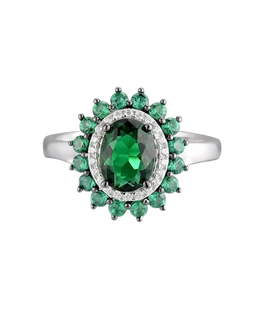 Sterling silver ring with zircons and spinels