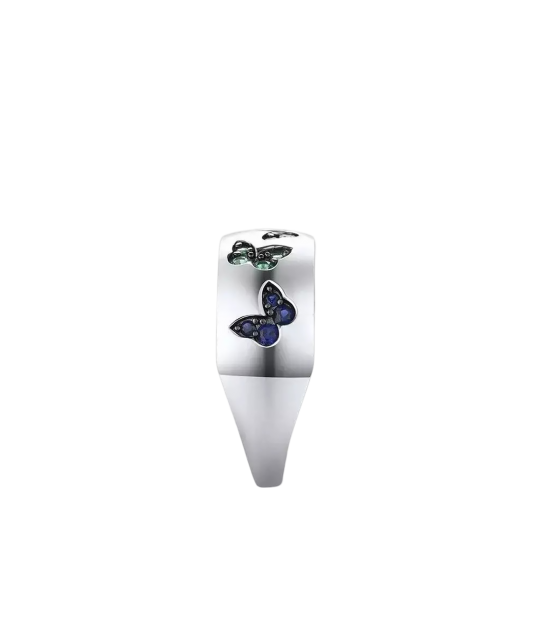 Sterling Silver ring with spinels and nano sapphire