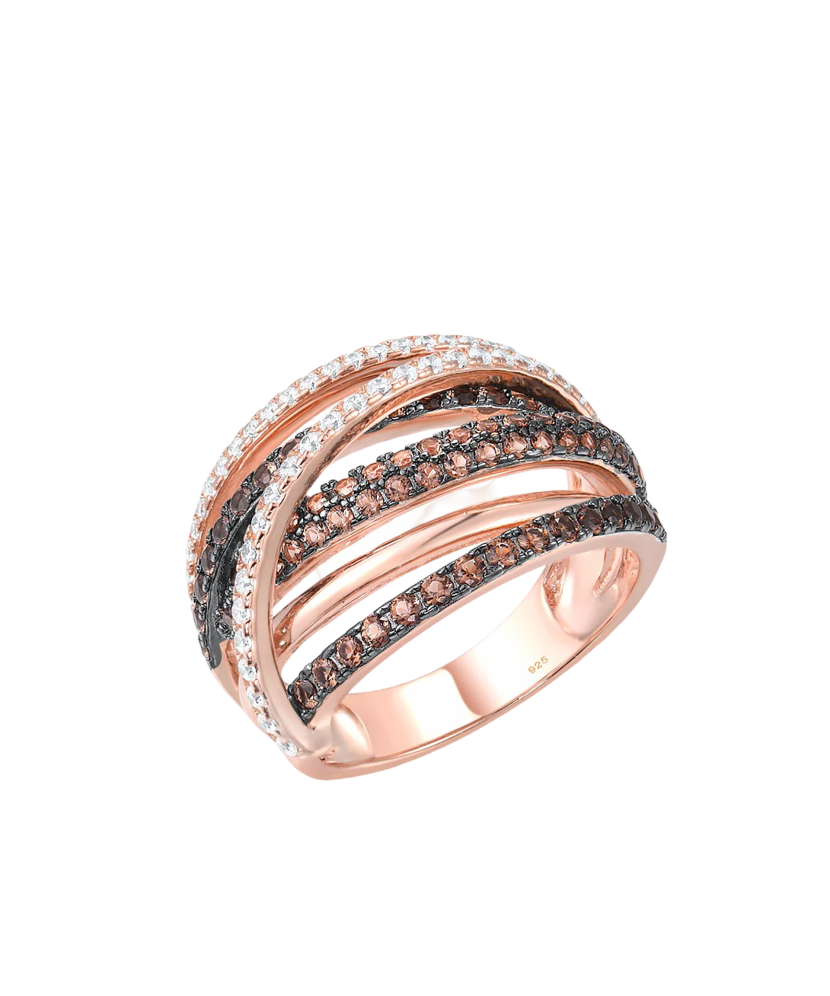 Gilded Sterling silver ring with zircons and spinels