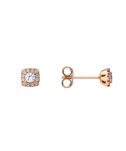 Gold earrings with zircons