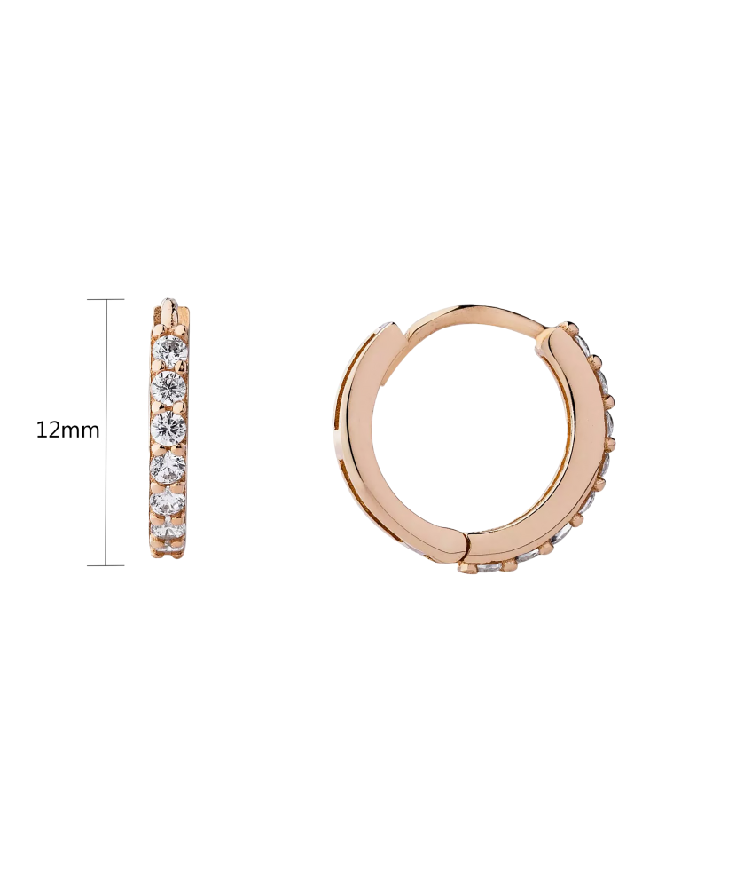 Gold hoop earrings with zircons