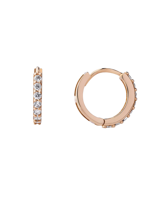 Gold hoop earrings with zircons