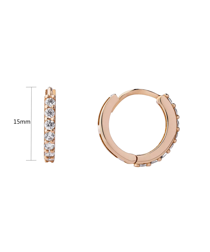 Gold hoop earrings with zircons