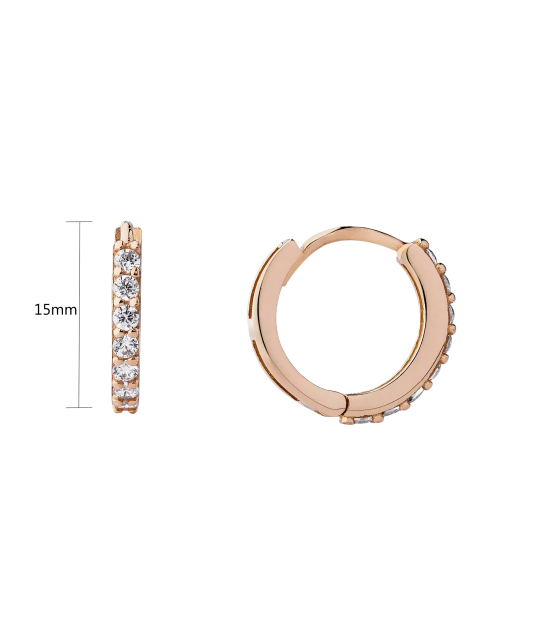 Gold hoop earrings with zircons