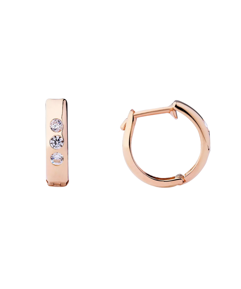 Gold hoop earrings with zircons