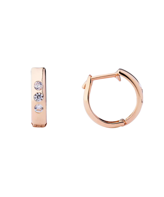 Gold hoop earrings with zircons