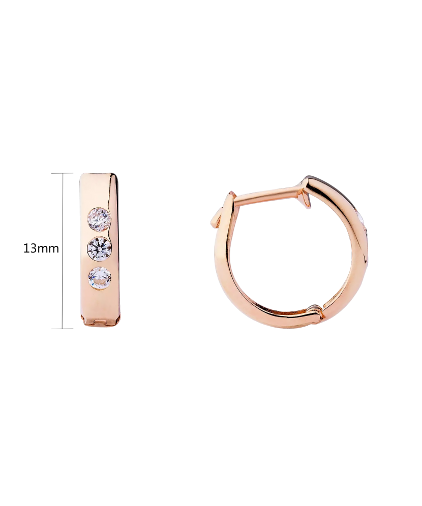 Gold hoop earrings with zircons
