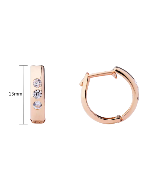 Gold hoop earrings with zircons
